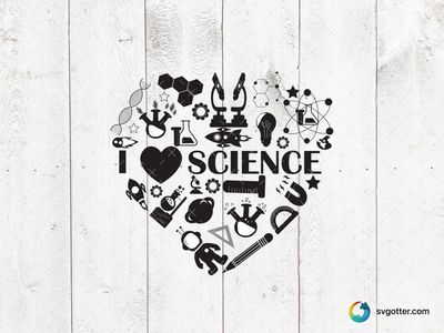 I Love Science Heart Design, Best for students and teachers, best on t-shirts and tote bags, best to be applied with screen printing and sublimation