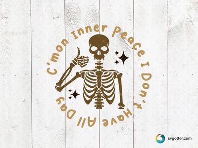 Inner Peace Skeleton, Best for humor lovers, best on t-shirt, best to be applied with screen printing