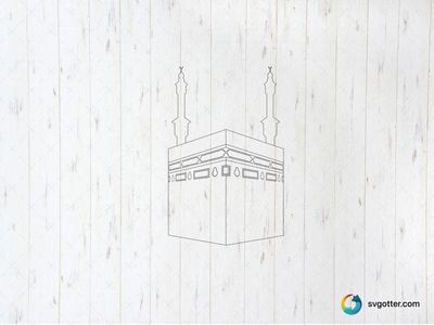 Kaaba Outline Drawing, Best for religious enthusiasts, best on wall art, best to be applied with engraving
