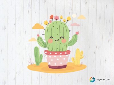 Kawaii Cactus Delight, Best for plant lovers, best on tote bags, best to be applied with sublimation