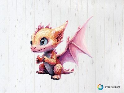 Kawaii Dragon with Heart, Best for children, best on t-shirt, best to be applied with sublimation