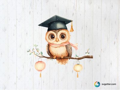 Kawaii Graduation Owl, Best for students, best on wall art, best to be applied with sublimation