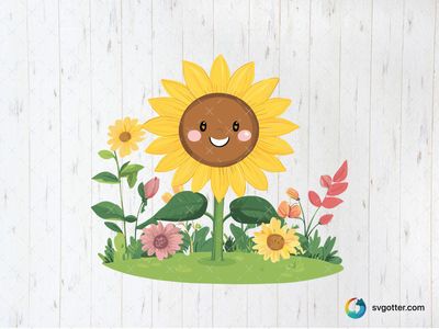 Kawaii Sunflower Garden, Best for children, best on wall art, best to be applied with sublimation