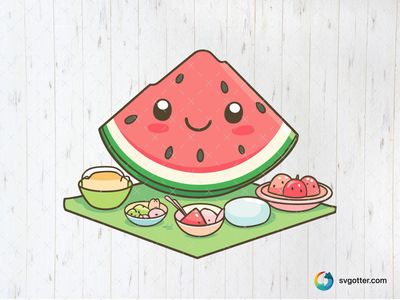 Kawaii Watermelon Delight, Best for children, best on t-shirt, best to be applied with sublimation