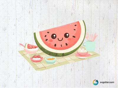 Kawaii Watermelon Picnic, Best for child, best on t-shirt, best to be applied with sublimation