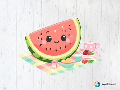 Kawaii Watermelon Picnic, Best for children, best on t-shirt, best to be applied with sublimation