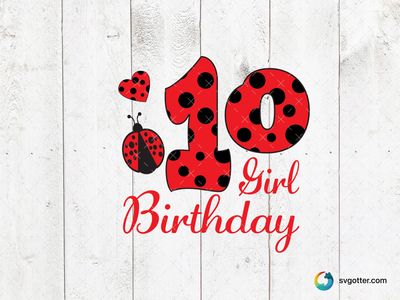 Ladybug 10th Birthday Design, Best for child, best on t-shirt, best to be applied with heat transfer vinyl
