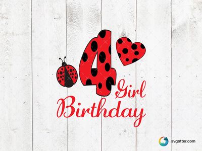 Ladybug 4th Birthday Design, Best for child, best on t-shirt, best to be applied with heat transfer vinyl