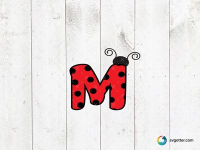 Ladybug M Font, Best for children, best on t-shirt, best to be applied with heat transfer vinyl