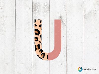 Leopard Pattern Letter U, Best for artists, best on wall art, best to be applied with print and cut