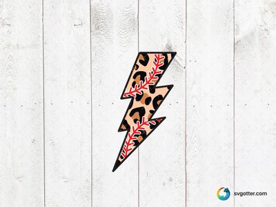Leopard Print Baseball Lightning Bolt, Best for sports fans, best on t-shirt, best to be applied with heat transfer vinyl