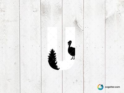Letter U with Turkey and Pine, Best for artists, best on t-shirt, best to be applied with screen printing