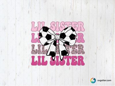 Lil Sister Soccer Bow, Best for sister, best on t-shirt, best to be applied with heat transfer vinyl