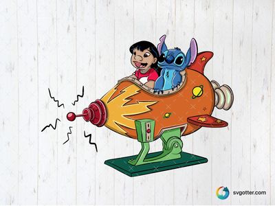 Lilo and Stitch in Spaceship, Best for children, best on t-shirt, best to be applied with sublimation