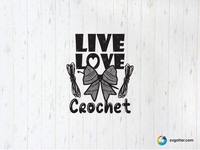Live Love Crochet, Best for crafters, best on tote bag, best to be applied with heat transfer vinyl