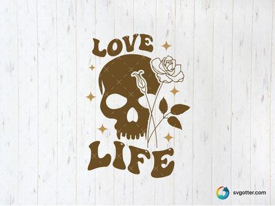 Love Life Skull and Rose, Best for artists, best on t-shirt, best to be applied with screen printing