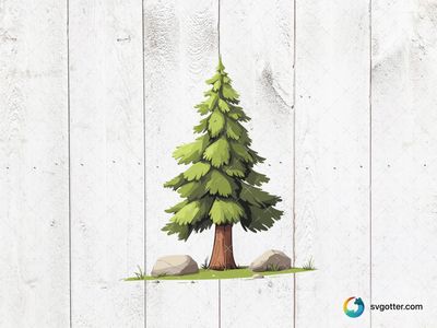 Lush Pine Tree Illustration, Best for nature enthusiasts, best on wall art, best to be applied with print and cut