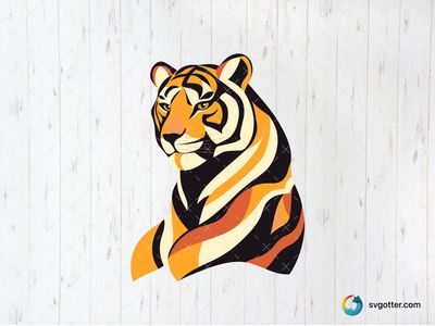 Majestic Tiger Illustration, Best for wildlife enthusiasts, best on wall art, best to be applied with print and cut