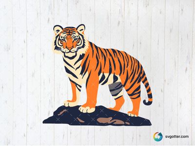 Majestic Tiger Illustration, Best for wildlife enthusiasts, best on wall art, best to be applied with print and cut
