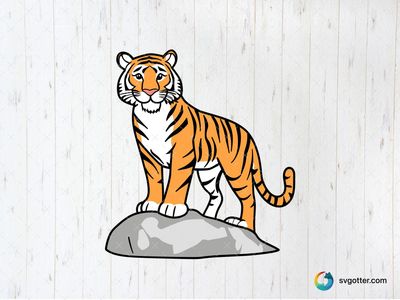Majestic Tiger Illustration, Best for wildlife enthusiasts, best on wall art, best to be applied with print and cut