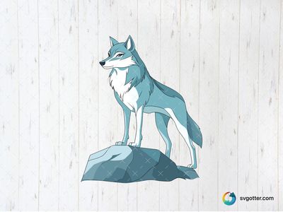 Majestic Wolf on Rock, Best for wildlife enthusiasts, best on wall art, best to be applied with print and cut