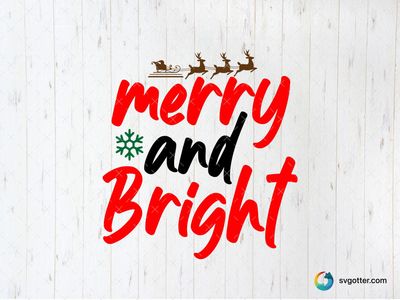 Merry and Bright Christmas Design, Best for holiday enthusiasts, best on t-shirts, mugs, and cards, best to be applied with sublimation or screen printing