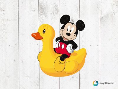 Mickey Mouse on Inflatable Duck, Best for children, best on t-shirt, best to be applied with sublimation
