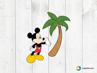 Mickey Mouse with Palm Tree, Best for Disney fans, best on t-shirt, best to be applied with screen printing