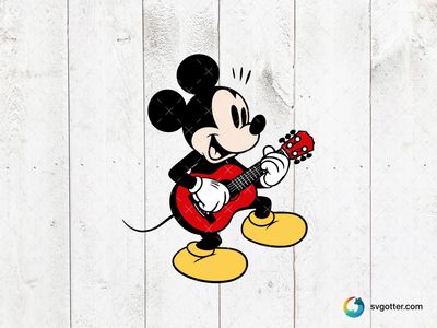 Mickey Mouse Playing Guitar, Best for children, best on t-shirt, best to be applied with sublimation