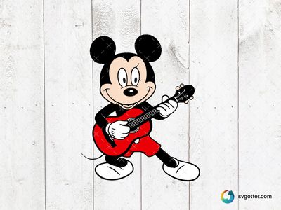 Mickey Mouse Playing Guitar, Best for Disney fans, best on t-shirt, best to be applied with screen printing