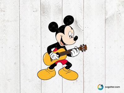 Mickey Mouse Playing Guitar, Best for children, best on t-shirt, best to be applied with screen printing