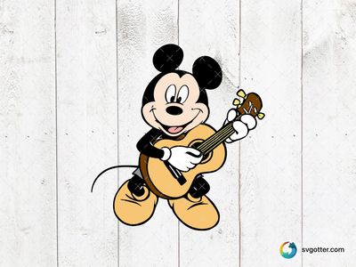 Mickey Mouse Playing Guitar, Best for children, best on t-shirt, best to be applied with sublimation