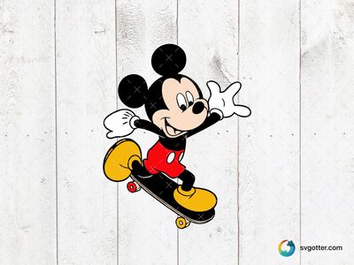 Mickey Mouse Skateboarding, Best for children, best on t-shirts, best to be applied with screen printing