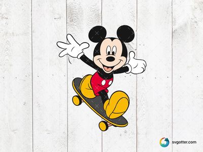 Mickey Mouse Skateboarding, Best for children, best on t-shirt, best to be applied with screen printing