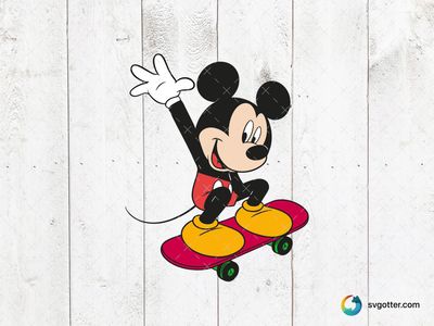 Mickey Mouse Skateboarding, Best for children, best on t-shirt, best to be applied with screen printing
