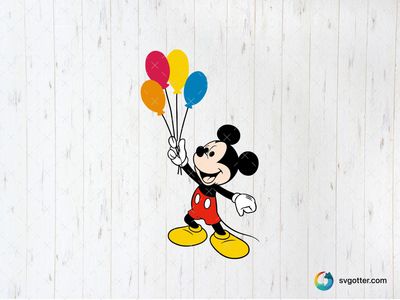 Mickey Mouse with Balloons, Best for children, best on t-shirt, best to be applied with sublimation