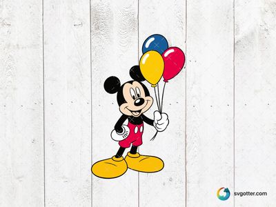 Mickey Mouse with Balloons, Best for children, best on t-shirt, best to be applied with sublimation