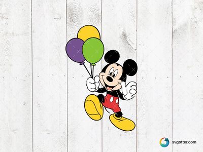 Mickey Mouse with Balloons, Best for children, best on t-shirt, best to be applied with screen printing