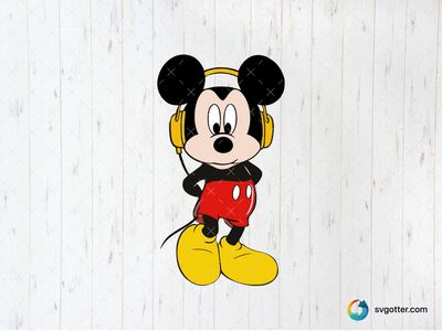 Mickey Mouse with Headphones, Best for Disney fans, best on t-shirt, best to be applied with sublimation