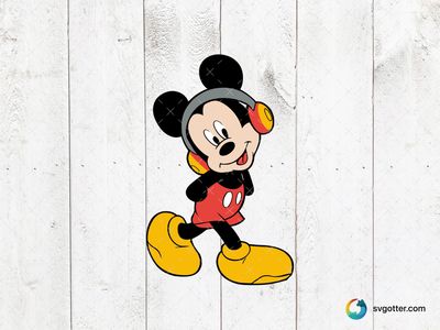 Mickey Mouse with Headphones, Best for Disney fans, best on t-shirt, best to be applied with sublimation
