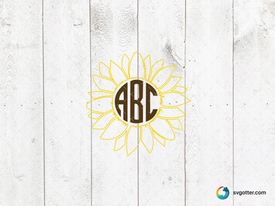 Monogram Sunflower Design, Best for flower lovers, best on t-shirt, best to be applied with heat transfer vinyl