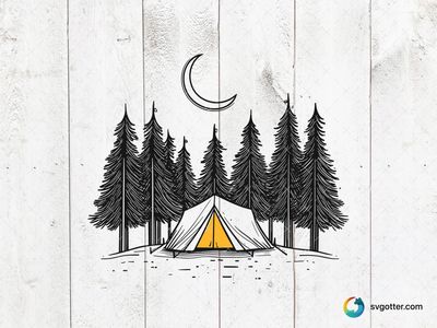 Moonlit Forest Camping, Best for campers, best on t-shirt, best to be applied with screen printing