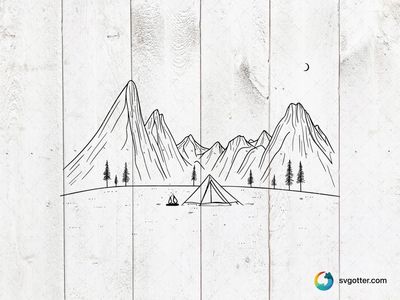 Mountain Camping Scene, Best for campers, best on wall art, best to be applied with print and cut