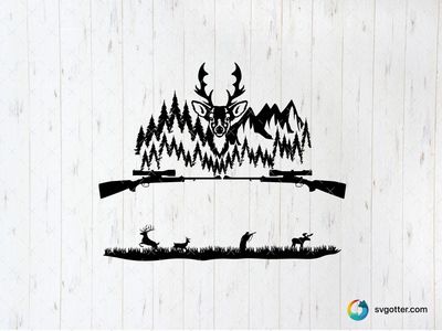 Mountain Wildlife Silhouette, Best for nature lovers, best on wall art, best to be applied with print and cut
