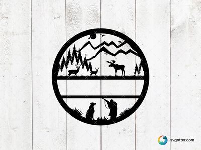 Mountain Wildlife Silhouette, Best for outdoor enthusiasts, best on t-shirt, best to be applied with screen printing