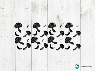 Mushroom Moon Pattern, Best for artists, best on glass, best to be applied with engraving