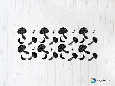 Mushroom Moon Pattern, Best for nature lovers, best on glass wraps, best to be applied with adhesive vinyl