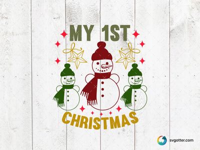 My First Christmas Snowman Design, Best for baby, best on baby onesies, best to be applied with sublimation