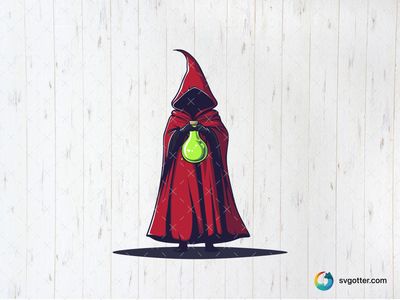 Mysterious Hooded Witch with Potion, Best for halloween enthusiasts, best on t-shirt, best to be applied with sublimation