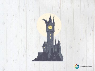 Mystical Castle Under Moonlight, Best for book lover, best on wall art, best to be applied with sublimation